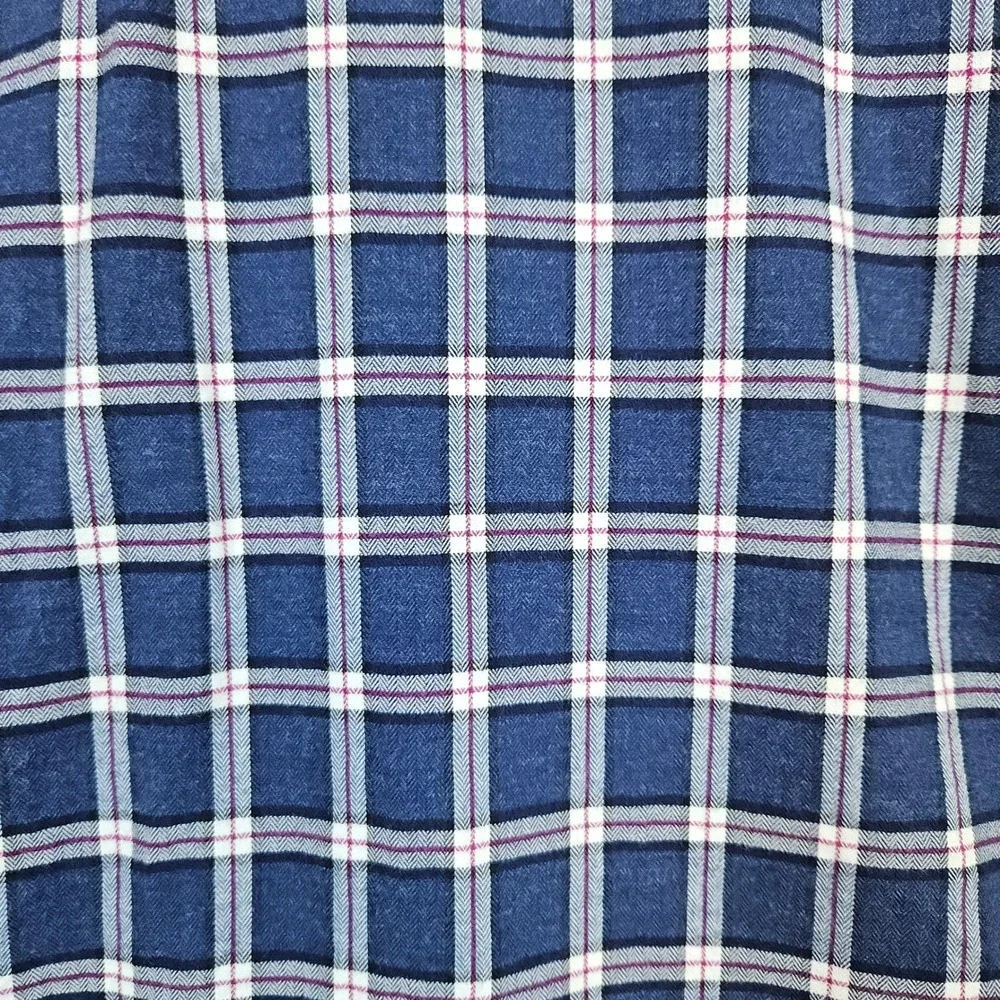 Banana Republic Mens Blue Windowpane Shirt Size S Luxe Flannel Untucked Slim Fit